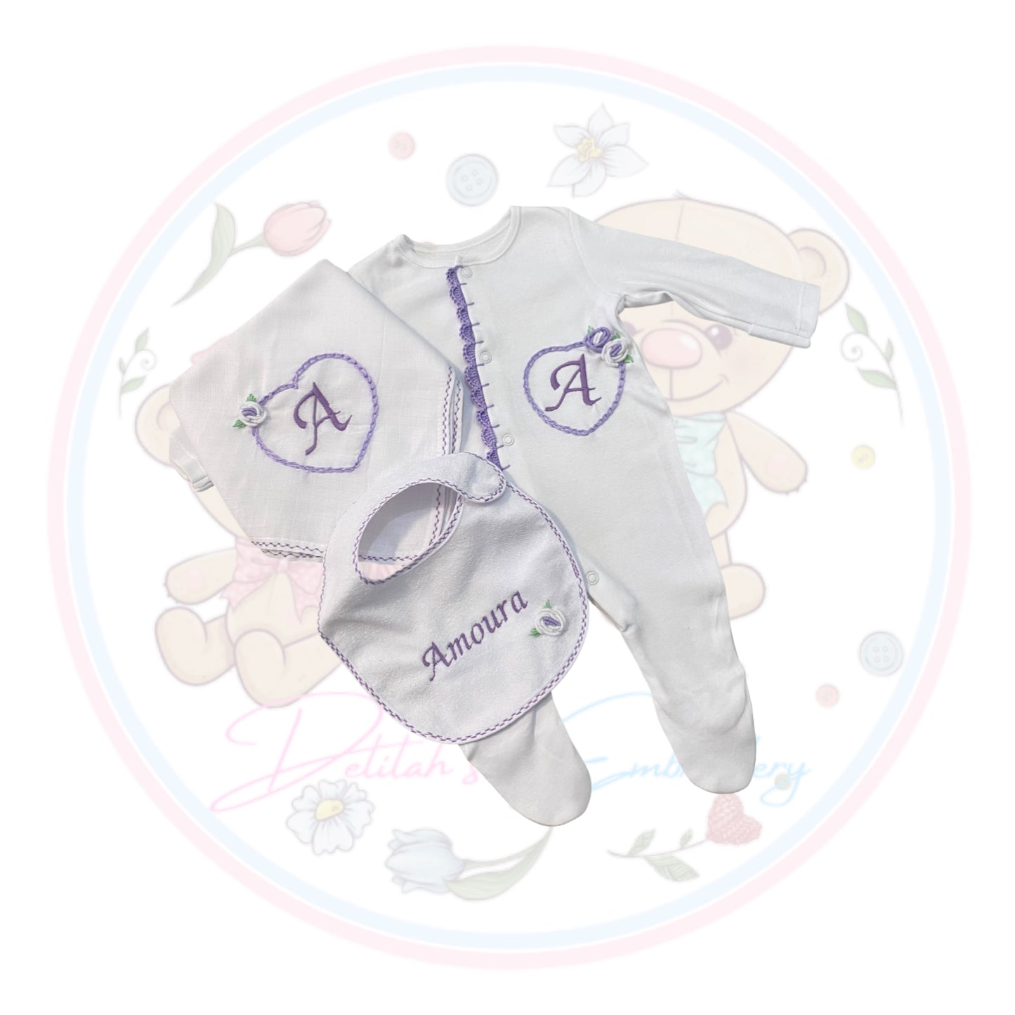 Lilac Heart Personalised Set