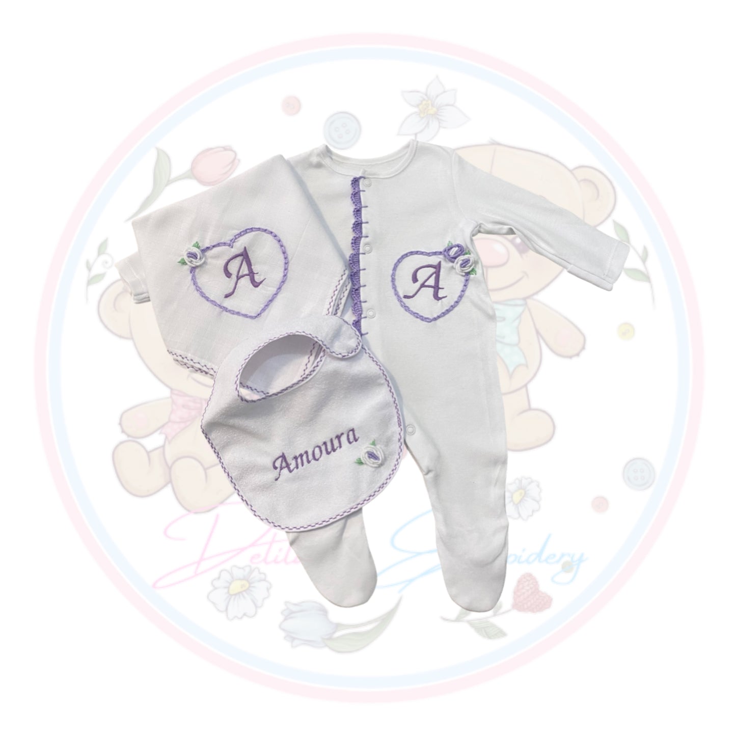 Lilac Heart Personalised Set
