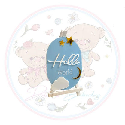 Hello World Baby Announcement Sign