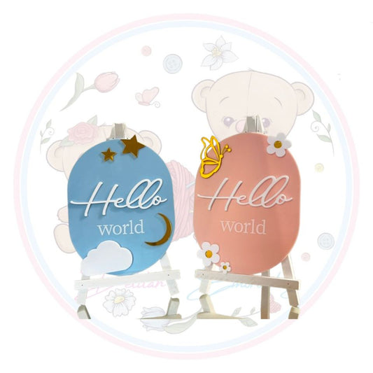 Hello World Baby Announcement Sign