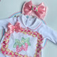 Pink Strawberry Velvet Babygrow Set