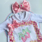 Pink Strawberry Velvet Babygrow Set