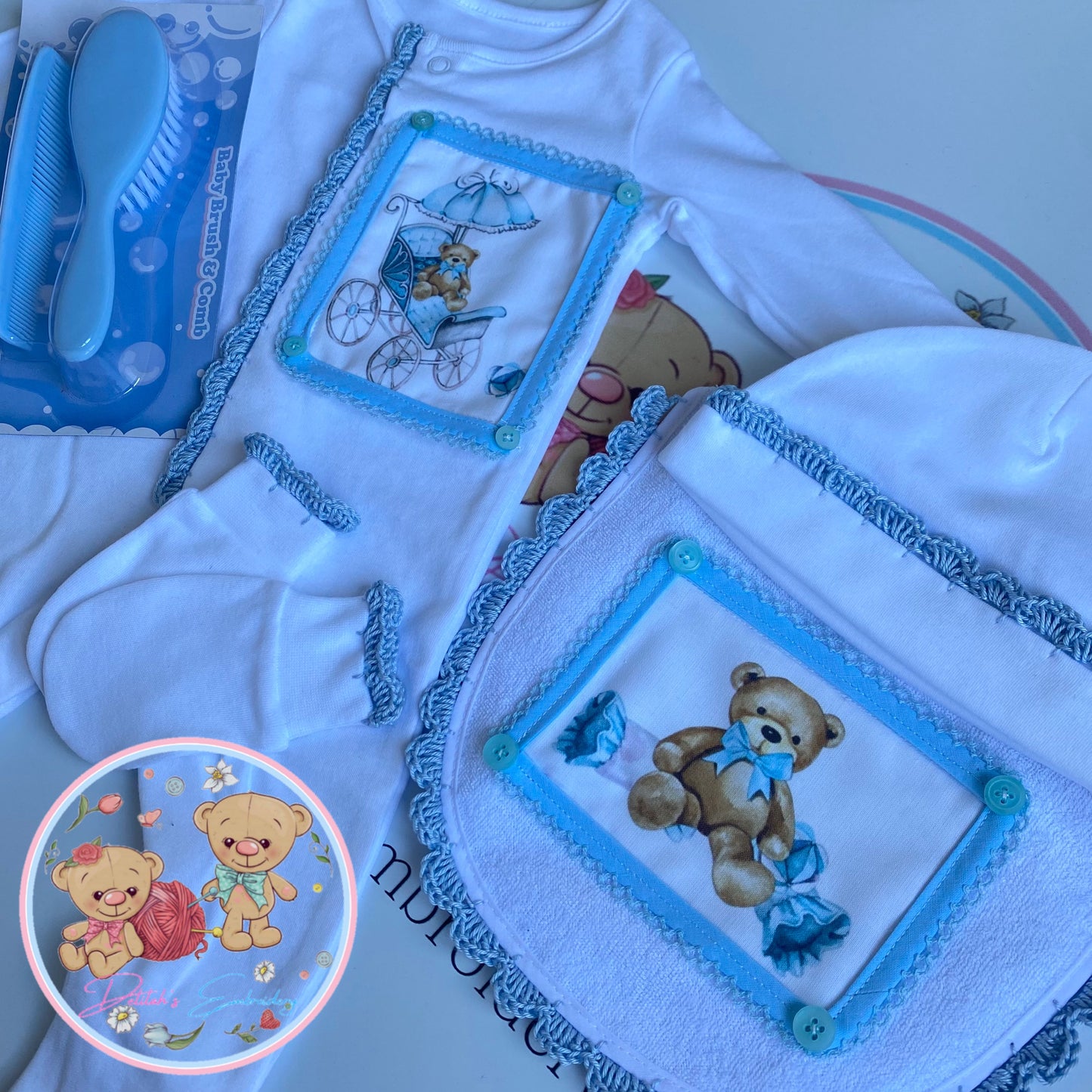 Blue Bear Baby Boy Babygrow set